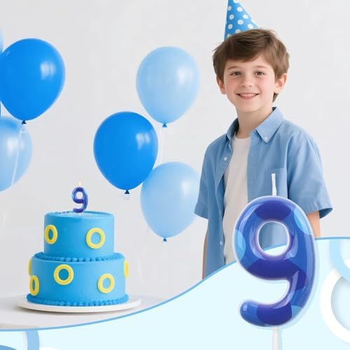 Blue Anime Space Number Birthday Candle for Kids