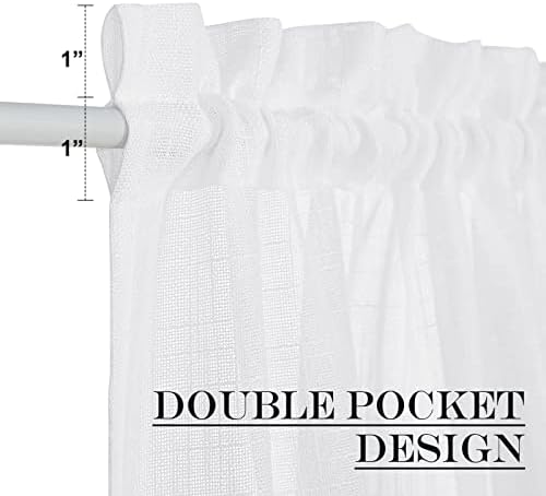 NICETOWN White Sheer Door Curtain Panel with Tieback