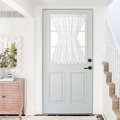 NICETOWN White Sheer Door Curtain Panel with Tieback