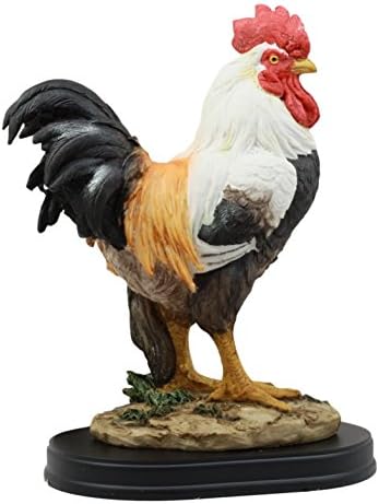 Ebros Black Breasted Rooster Statue with Base