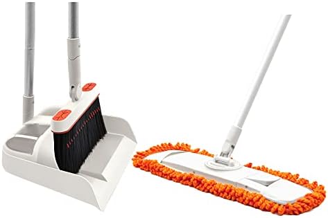 JEHONN Push Broom with Dust Pan and Mop for Floor Cleaning