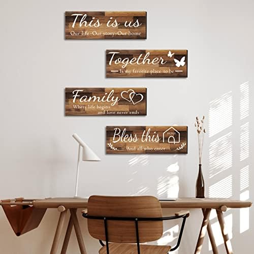 Joyhawk 4 Piece Wall Signs Set Rustic Wooden Farmhouse Decor