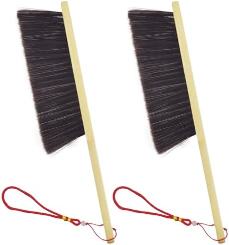 2 Piece Wooden Hand Broom with Soft Bristles for Home Cleaning 1