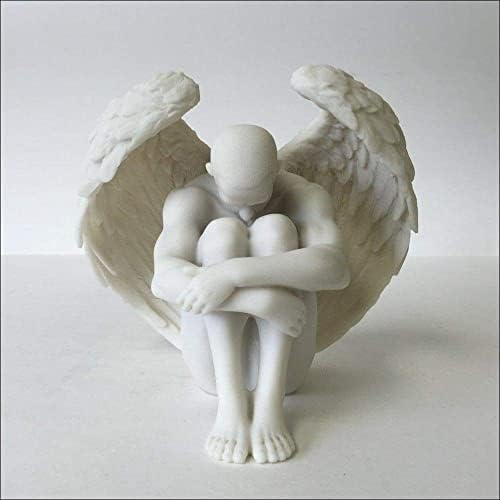 WU Male Nude Angel Holding Knees Sculpture 1