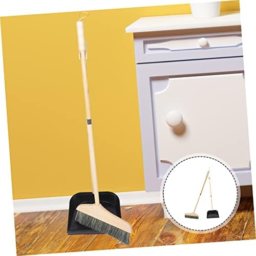 Mobestech 1 Set Solid Wood Bristle Broom and Dustpan