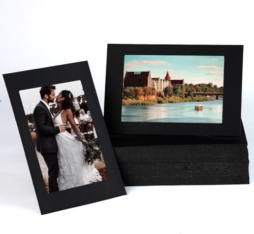 50 Pack 4x6 Black Paper Picture Frames with Easel