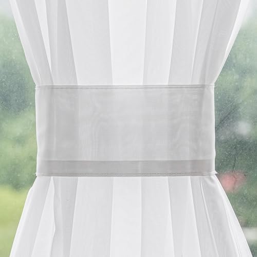 Aquazolax White Sheer Privacy Curtain Panel 25x40