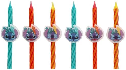 Disney Stitch Birthday Candles - 6 Pieces Orange Blue Yellow
