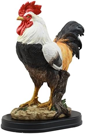 Ebros Black Breasted Rooster Statue with Base