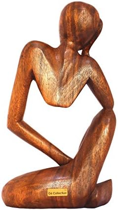 G6 Collection 12 Hand Carved Wooden Thinker Statue