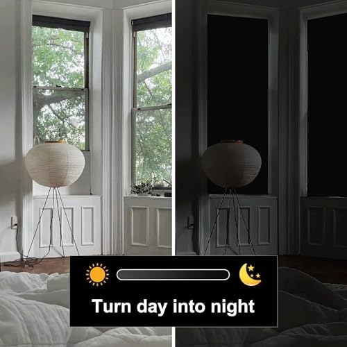 RYB HOME Blackout Curtain for Glass Windows 1 Panel W26xL69