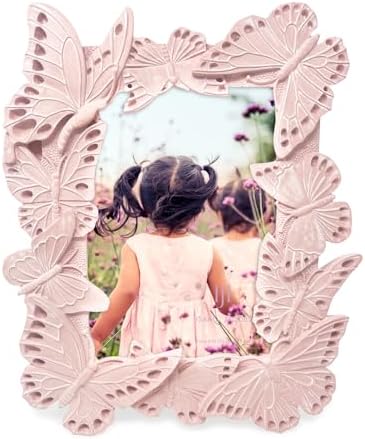 Isaac Jacobs 4x6 Pink Ornate Butterfly Picture Frame
