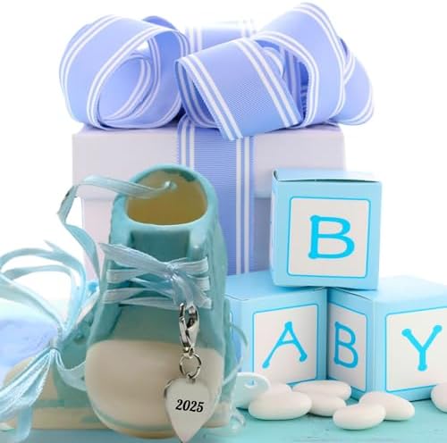 Baby Boy Shoe Ornament 2025 Personalized Blue Booties Keepsake