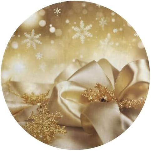 Gold Silk Christmas Area Rug 80x80cm Soft Coral Velvet