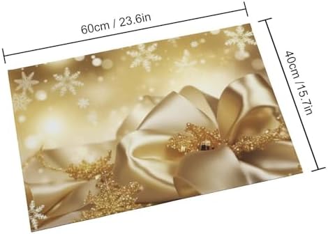 Gold Silk Christmas Area Rug Soft Velvet Non-Slip