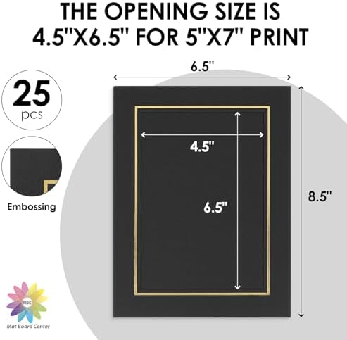 Mat Board Center 25-Pack 5x7 Black Gold Frames
