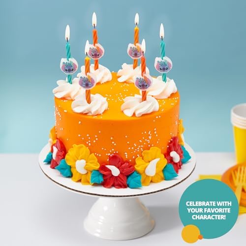 Disney Stitch Birthday Candles - 6 Pieces Orange Blue Yellow