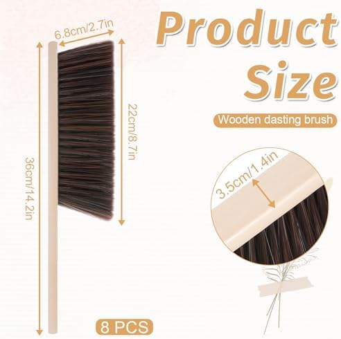 8 Pieces Wooden Dust Brush Hand Broom for Cleaning