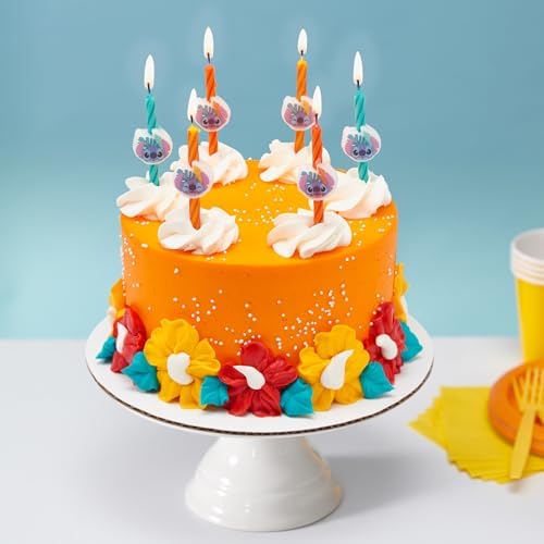Disney Stitch Birthday Candles - 6 Pieces Orange Blue Yellow