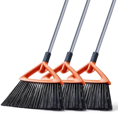 3 Pack Heavy Duty Angle Broom for Outdoor Cleaning