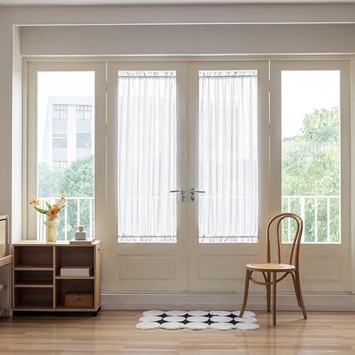 Aquazolax White Sheer Privacy Curtain Panel 25x40