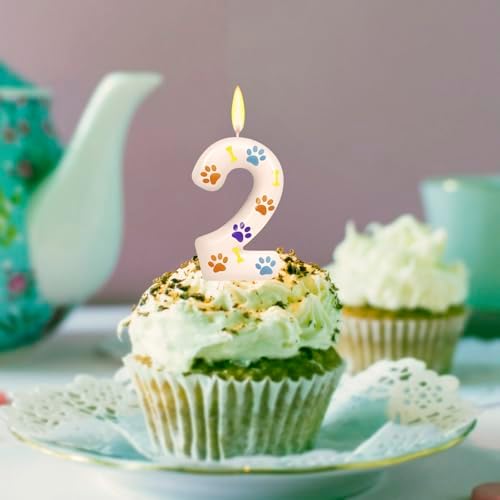 Blue Dog Paw Themed Birthday Candles for Boys Girls