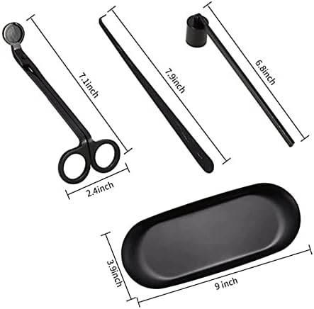 4 Piece Candle Care Tool Set Matte Black Stainless Steel
