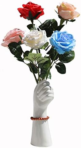 Artificial Flowers with White Ceramic Vase for Home Decor