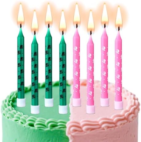 12 Pcs Pink Green Wizard Hat Birthday Candle Cake Topper