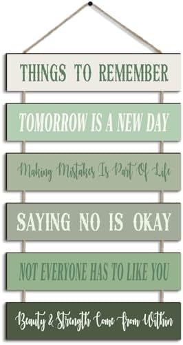 Pinkunn Sage Green Pink Inspirational Wooden Wall Art
