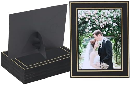 5x7 Inch Cardboard Picture Frames with Easel 25 Count Black Gold