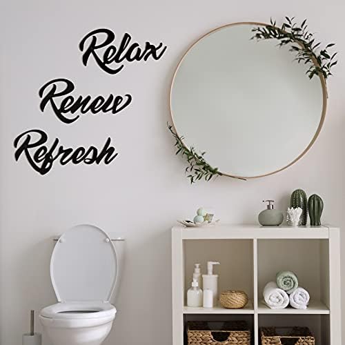 Hotop 3 Pcs Farmhouse Bathroom Metal Signs 1