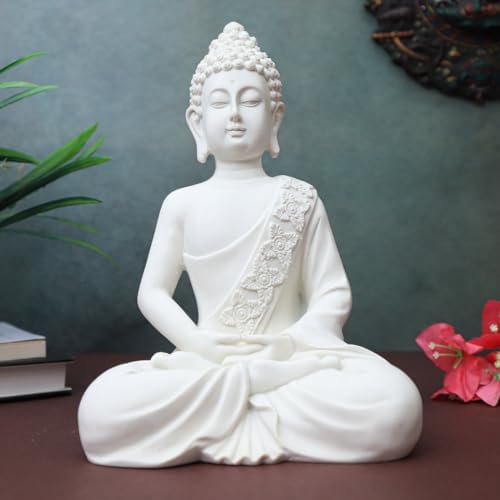 The Advitya White Buddha Statue Resin 105inch