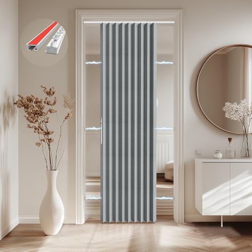 Jilron Accordion Door Curtain with Adhesive Track