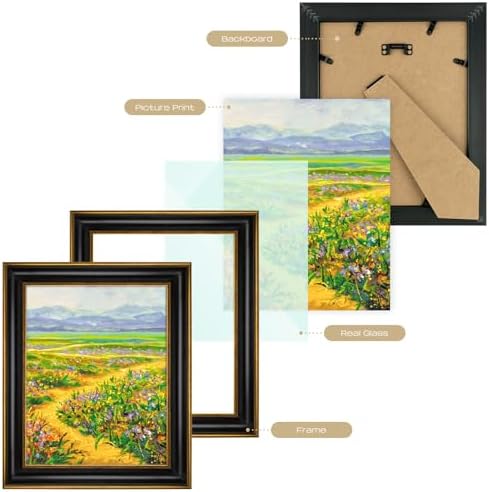 Golden State Art 8x10 Black Frame with Gold Trim