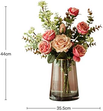 Artificial Flowers with Glass Vase Set for Home Decor