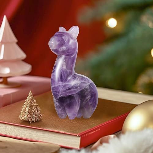 Amethyst Alpaca Crystal Statue - 2 Inch Cute Home Decor Figurine