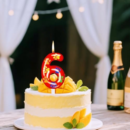 TGBYHN Number 6 Dog Paw Birthday Candles
