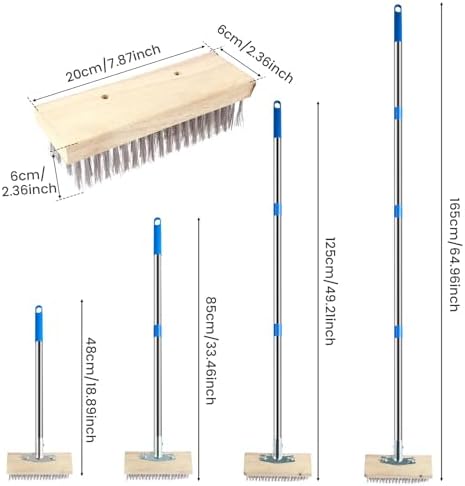 Stainless Steel Wire Floor Brush with 4-Section Handle