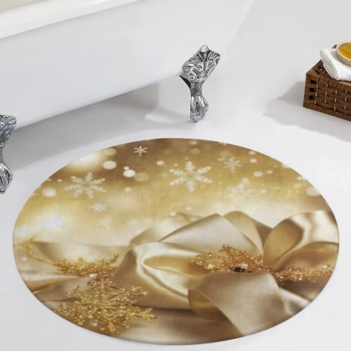 Gold Silk Christmas Area Rug 80x80cm Soft Coral Velvet