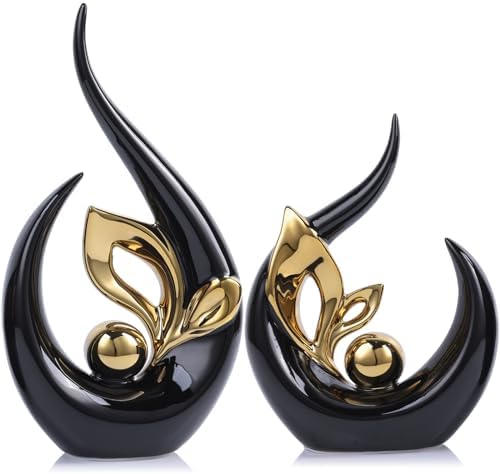 Black Gold Abstract Sculptures for Home Decor