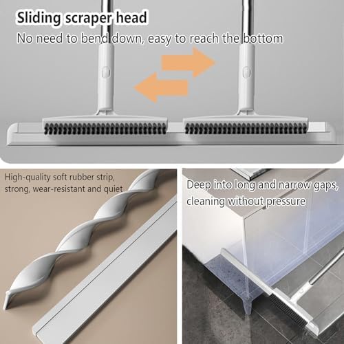 Silicone Broom with Squeegee 49 Adjustable Handle Magic Sweeper