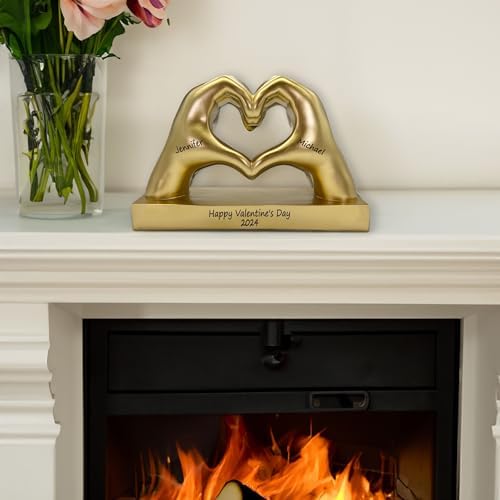 Gold Heart Shape Hand Statue Personalized for Girlfriend