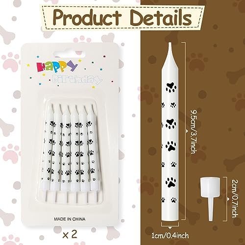 Lidmada 12Pcs Paw Print Birthday Candles for Pet Parties