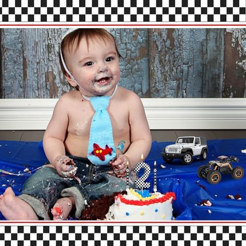 AXBMM 13 Pcs Racing Cars Birthday Candles with Checkered Number 2 Topper