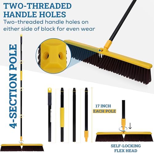 KLEEN HANDLER 24 Push Broom with 61 Extendable Handle