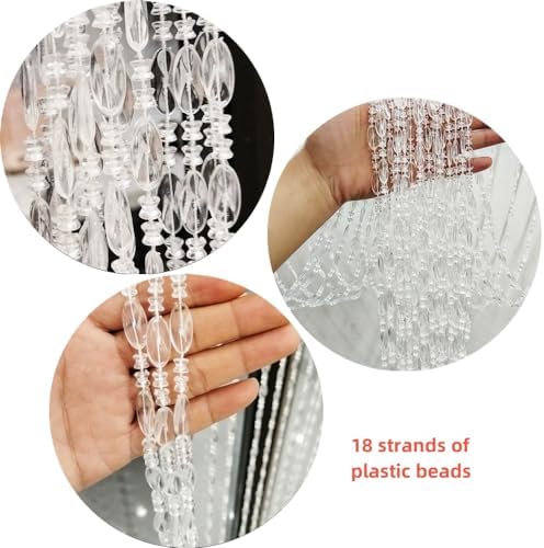 Ave Split Beaded Curtain Doorway 39x787 Inch Clear Acrylic Hanging Screen