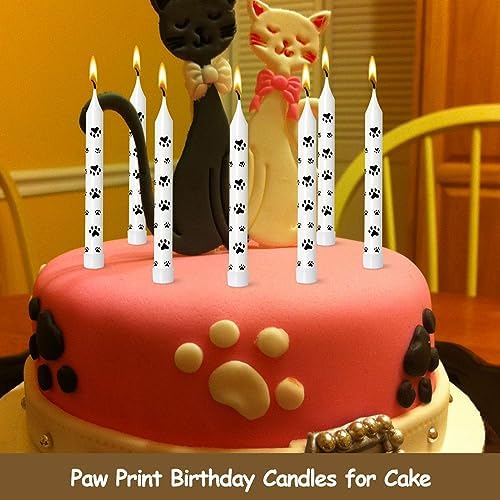 Lidmada 12Pcs Paw Print Birthday Candles for Pet Parties
