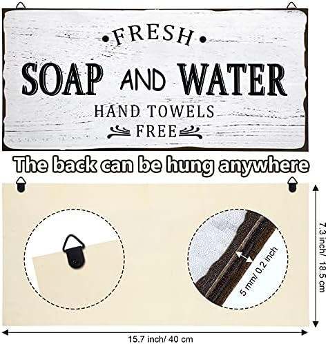 Jetec Farmhouse Bathroom Wood Sign with Hooks