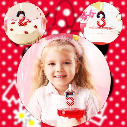 Zi Lan Red Mouse 3rd Birthday Candle with 3 Numbers